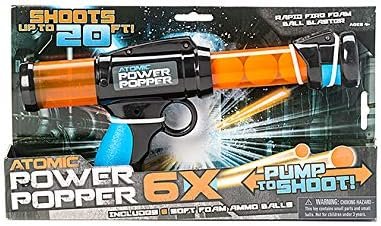 Hog Wild Atomic Power Popper 6X - Rapid Fire Foam Ball Blaster - Blasts Up to 6 Foam Balls - 4+