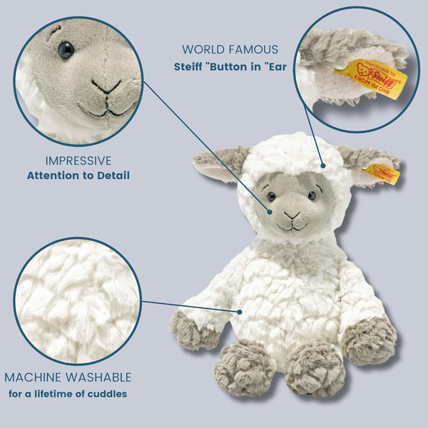 Steiff Lita Lamb Toy Figure - Premium Soft Cuddly Friends Stuffed Animal for Kids (White/Taupe, 12")