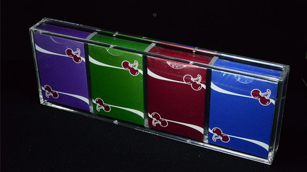 Carat X4 Clear Acrylic Four Playing Card Deck Case, Magnetic 4 Deck Storage Display Holder for Collectible Poker Cards
