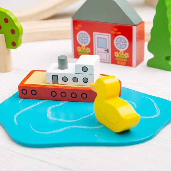 Bigjigs Rail, Town and Country Train Set, Wooden Toys, Wooden Train Set, Trains for Kids, Train Toys, Bigjigs Train, Wooden Train Track, Bigjigs Train Accessories