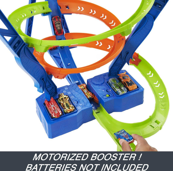 Hot Wheels Action Spiral Speed Crash Track Set, Powered by Motorized Booster 29-in Tall Track with 1:64 Scale Toy Car, Ages 5+