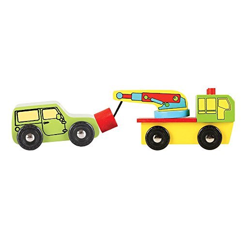 Bigjigs Rail Wooden Vehicle Pack - 9-Piece Wooden Train Accessory Set with Cars, Emergency Vehicles, Bus & Magnetic Tow Truck - Compatible with Bigjigs & Most Wooden Railway Sets, Ages 3+