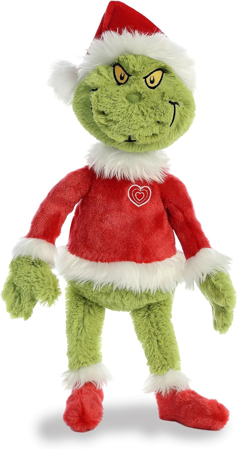 Aurora® Whimsical Dr. Seuss™ 16" Grinch Santa Stuffed Animal - Magical Storytelling - Literary Inspiration - Green