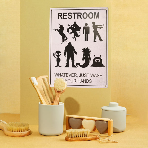 Just Wash Your Hands Metal Sign - Easy-to-Hang Wall Decor - Fun Tin Signs for Man Cave - Metal Dorm Room Decorations, Garage Signs, and Man Cave Signs