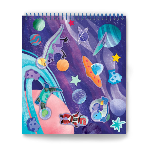 Sticker It Up! - Dinos Go to Space - Repositionable Stickers with 8 Backgrounds & Over 300 Stickers - Mess Free and Travel Friendly for Kids Ages 3 and Up