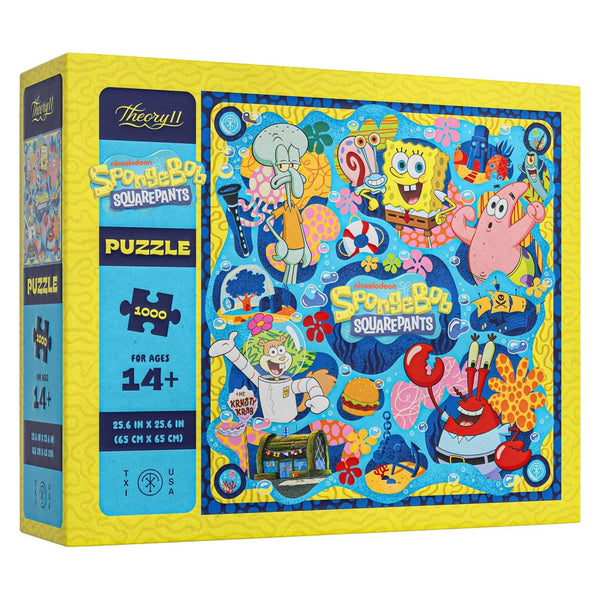 theory11 SpongeBob SquarePants Jigsaw Puzzle - Dive into Bikini Bottom - Officially Licensed 1,000 Piece Intermediate Puzzle for Ages 14+