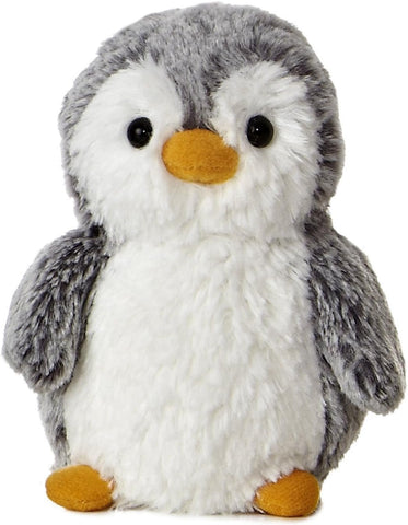 Aurora® Playful Pompom Penguin™ Mini Stuffed Animal - Vibrant Companions - Endless Fun - Gray 6 Inches
