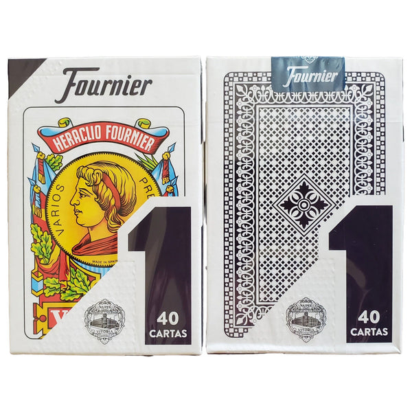 Heraclio Fournier No. 1 Spanish Playing Cards, 2 Deck Set, 40-Card Baraja Española for Mus, Brisca, Tute & Truco (1 Blue & 1 Red Decks)
