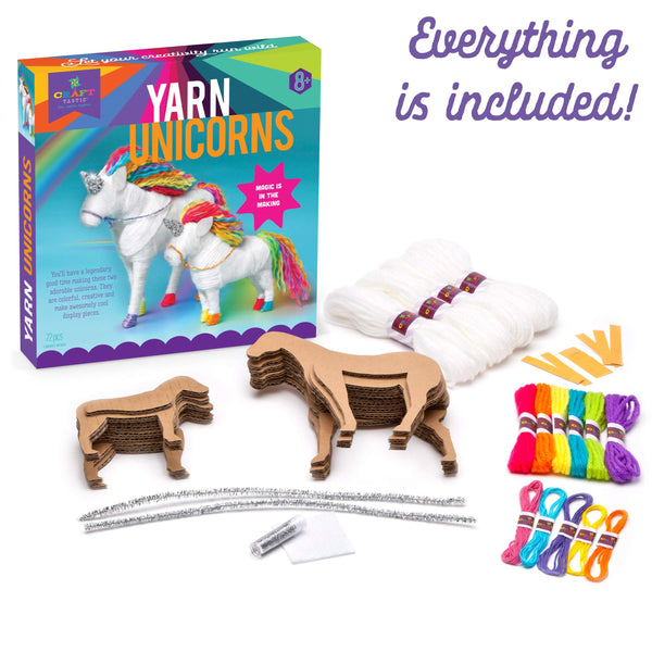 Craft-tastic - Yarn Unicorns Kit - Craft Kit Makes 2 Yarn-Wrapped Unicorns