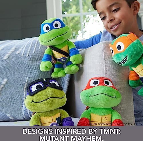 Mattel Teenage Mutant Ninja Turtles: Mutant Mayhem Plush Toys 4 Pack of 8 Inch Leonardo, Michelangelo, Raphael and Donatello, TMNT Movie