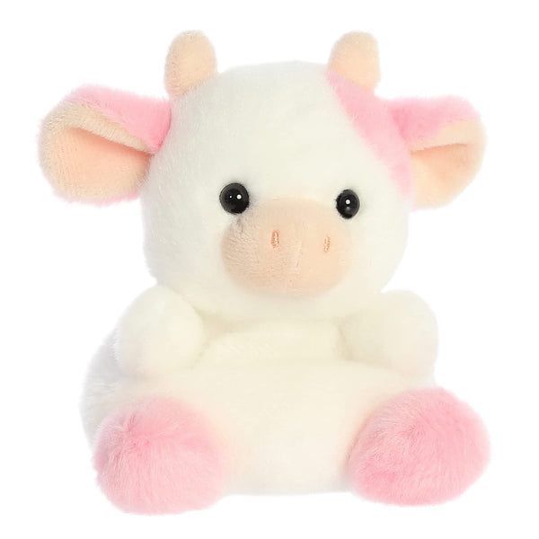 Aurora® - Palm Pals™ - 5" Belle Strawberry Cow™ Stuffed Animal - Pocket-Sized Collectible Cow Plush Toy, Soft Pink & White - 5 Inches