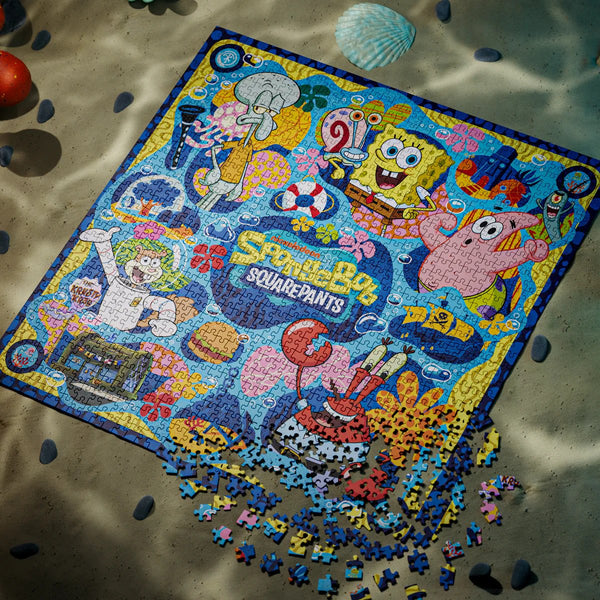 theory11 SpongeBob SquarePants Jigsaw Puzzle - Dive into Bikini Bottom - Officially Licensed 1,000 Piece Intermediate Puzzle for Ages 14+