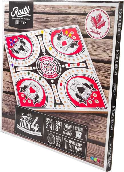 Rustik: 4-Player Tock Pachisi Game - 20" Board - Handmade Wooden Playing Board & Components, Classic Family Strategy Game, Ages 8+, 2-4 Players