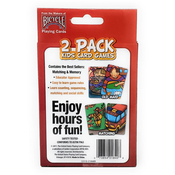 Bicycle 2 Pack Kids Card Games, Old Maid and Matching, Family Card Game Set for Preschool Learning, 2+ Players, Ages 3+
