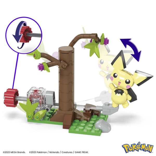 MEGA Pokémon Action Figure Building Toys Set, Pichu's Forest Forage with 84 Pieces, Motion and 1 Poseable and Buildable Character, Ages 6+