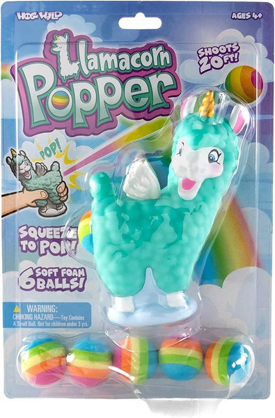 Hog Wild Llamacorn Foam Ball Popper Toy - Rainbow Pooping Unicorn Llama - Shoot Foam Balls up to 20 feet - 6 Balls Included - Age 4+