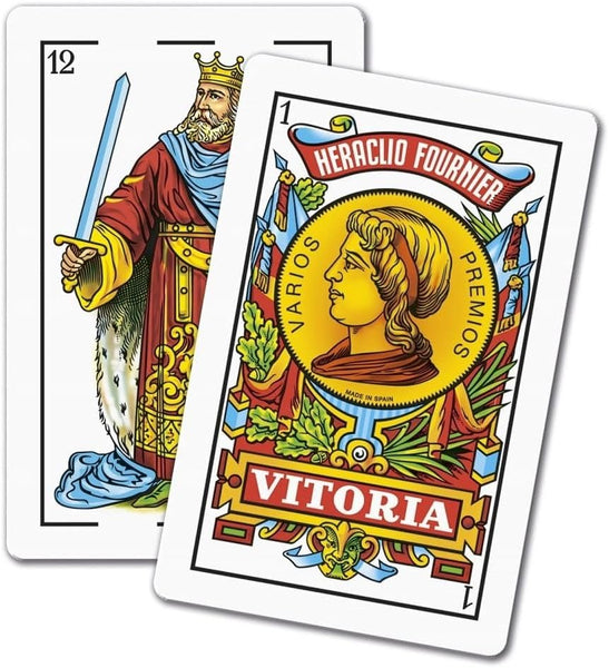 Heraclio Fournier No. 1 Spanish Playing Cards, 2 Deck Set, 40-Card Baraja Española for Mus, Brisca, Tute & Truco (1 Blue & 1 Red Decks)