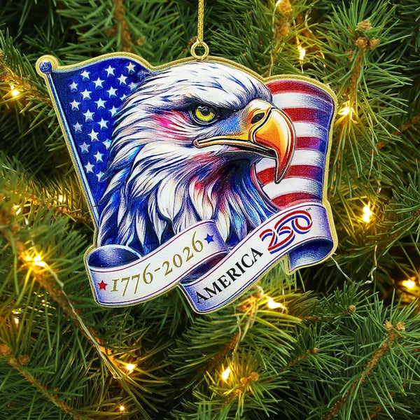Kurt S. Adler 1776-2026 America 250th Anniversary 3-D Eagle Head With Flag Christmas Ornament