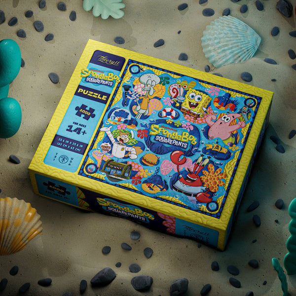 theory11 SpongeBob SquarePants Jigsaw Puzzle - Dive into Bikini Bottom - Officially Licensed 1,000 Piece Intermediate Puzzle for Ages 14+