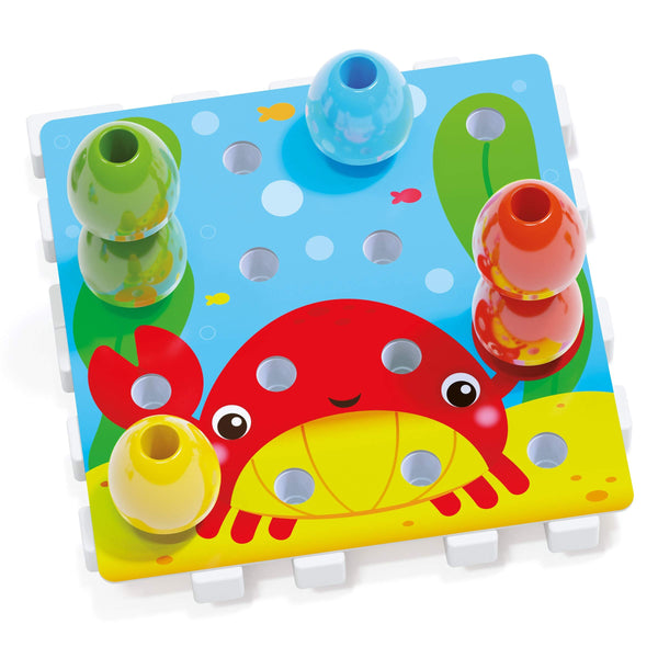 Quercetti Jumbo Peggy Small – Educational Stacking Peg Toy for Toddlers | 20-Piece Set with Illustrated Cards & Linking Boards | Fine Motor Skills & Color Recognition for Kids Age 2+