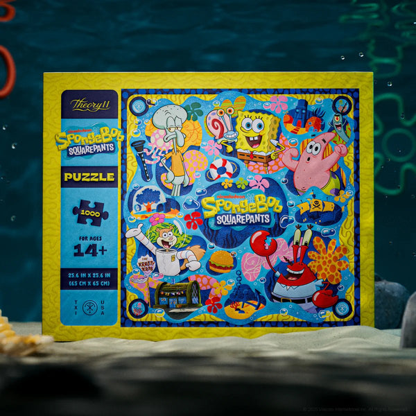 theory11 SpongeBob SquarePants Jigsaw Puzzle - Dive into Bikini Bottom - Officially Licensed 1,000 Piece Intermediate Puzzle for Ages 14+