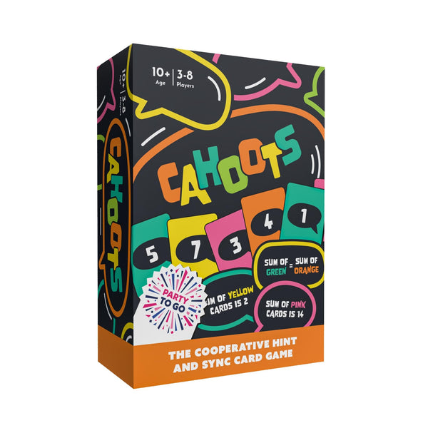 Gamewright - Party to Go - Cahoots - The Cooperative Hint and Sync Card Game - 3-8 Players Ages 10+