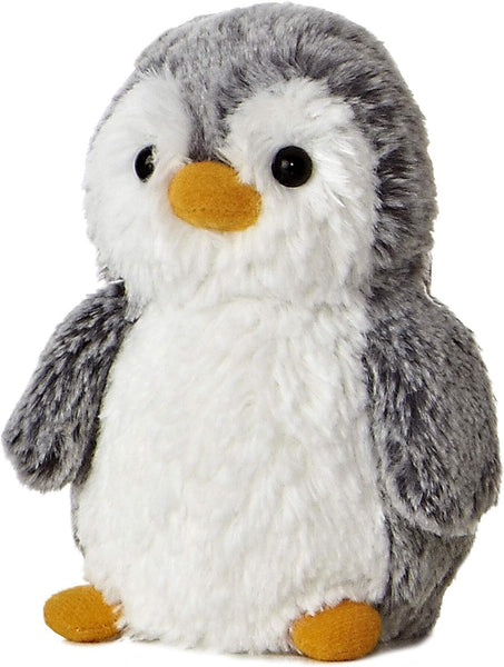 Aurora® Playful Pompom Penguin™ Mini Stuffed Animal - Vibrant Companions - Endless Fun - Gray 6 Inches