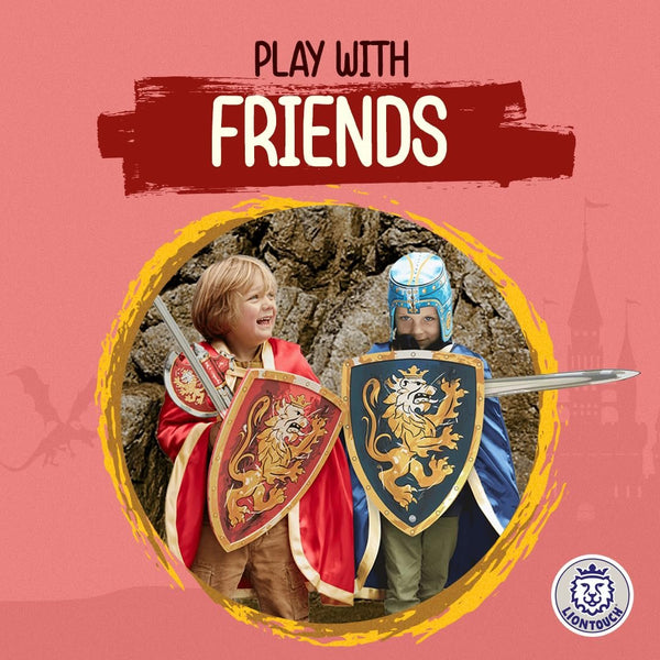 Liontouch - Noble Knight Cape for Boys, Red | Age 3-8 Years - One Size Fits All | Medieval Pretend Play Toy Cloak for Kids | Dress Up, Fancy Dresses, Cosplay & Royal Knight Costume Accessory