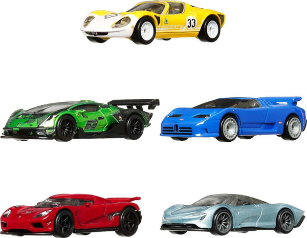 Hot Wheels Premium Car Culture Speed Machines 5-Pack of Toy Cars, Full Metal Body, Real Riders Tires, 1:64 Scale Sports Cars, for Collectors