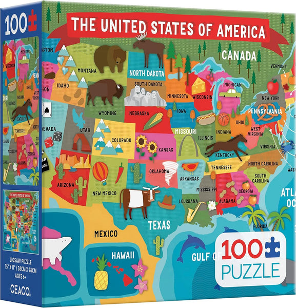 Ceaco - USA Map - 100 Piece Jigsaw Puzzle