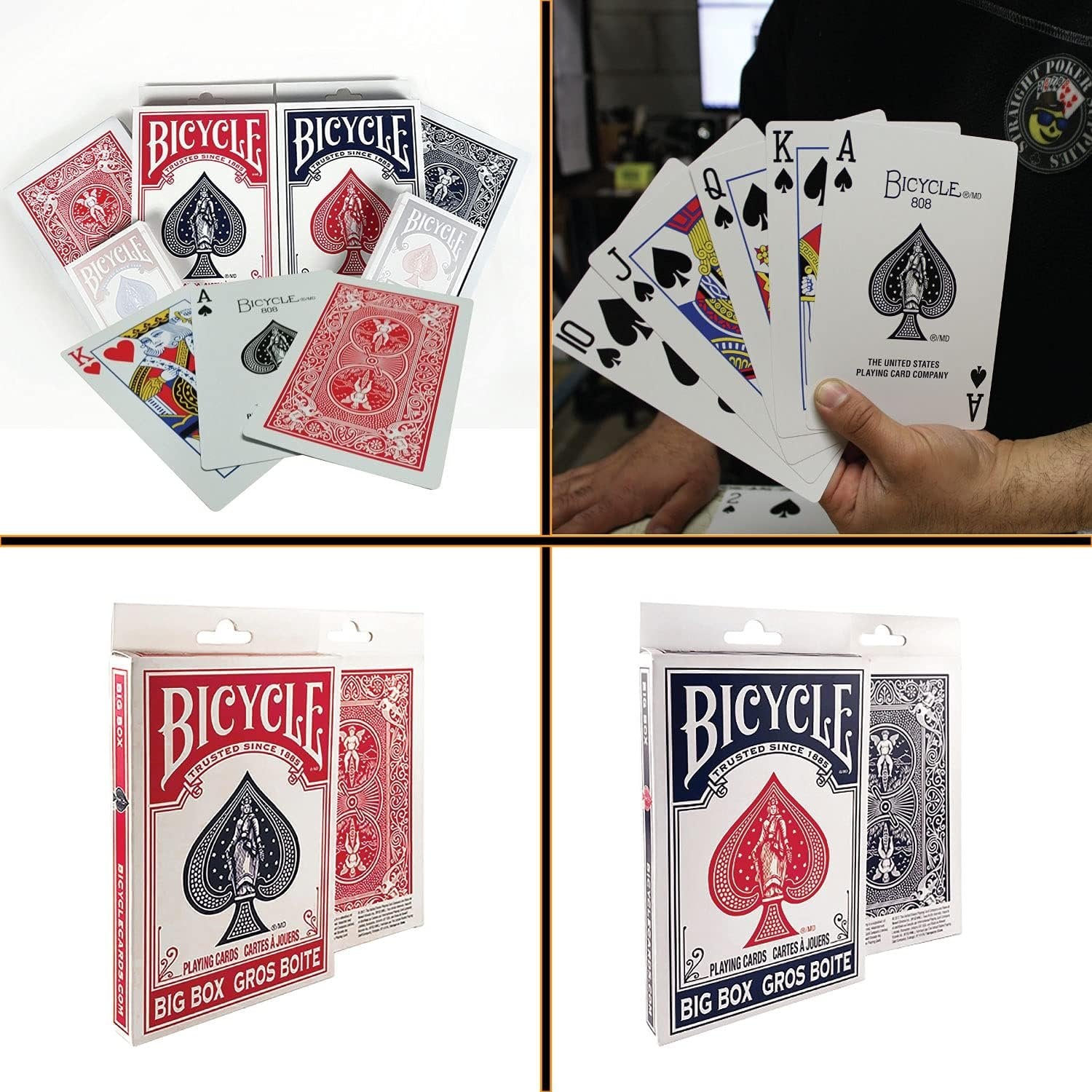 Bicycle Big Box Playing Cards, Pack of 2 Oversized Giant Jumbo Decks, Great for Kids, Seniors and Magic Tricks, 7 x 4.5 Inches