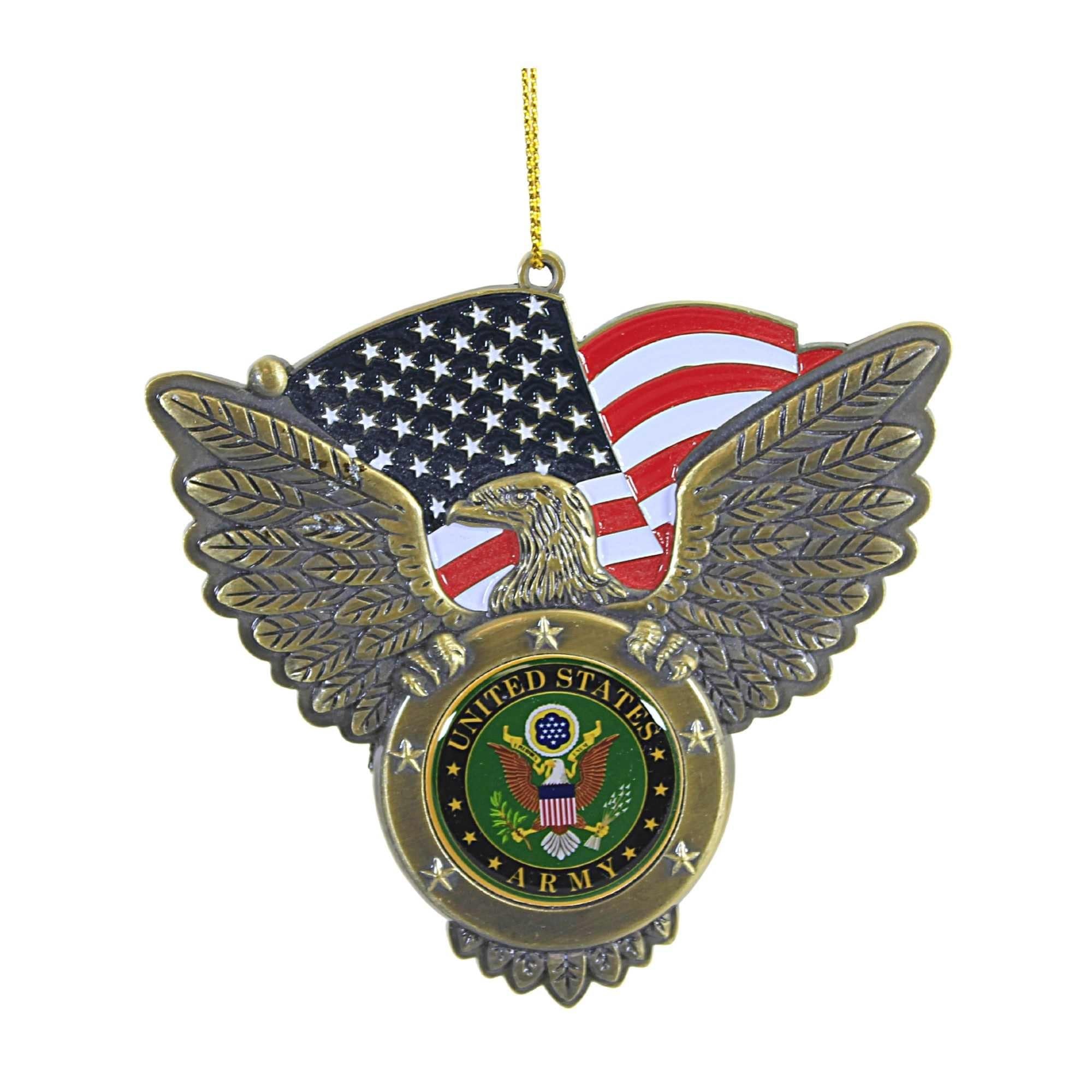 Kurt S. Adler U.S. Army Seal Christmas Ornament (AM9211) - Metal Eagle Ornament with U.S. Army Seal, 3.5-4" Patriotic Military Holiday Decoration