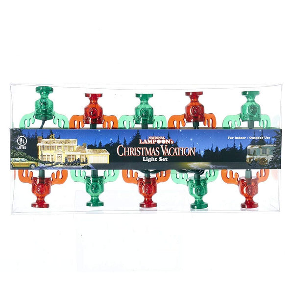 Kurt Adler Plastic 10-Light National Lampoon red and Green Wally World Moose Mug Light Set