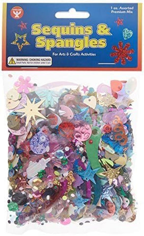 Hygloss Products Sequins and Spangles Variety Pack- Add Shimmer and Shine to Any Surface- 4 Ounce Bucket
