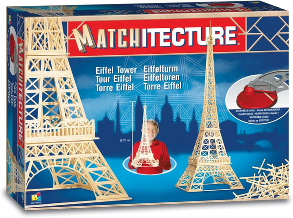 Matchitecture - Eiffel Tower - Wooden Beam Construction Kit - Cut, Glue and Assemble to Create a 3D Design - 1150 Pieces, 1+ Players Ages 14+