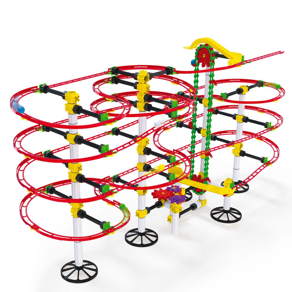 Quercetti Skyrail Ottovolante Elevator, 360 Piece Marble Run Roller Coaster Building Set, Ages 7-14