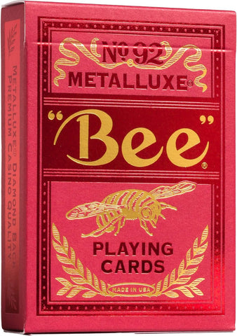 Bee Metalluxe Premium Playing Cards - Red Foil Diamond Back, Poker Size Standard Index