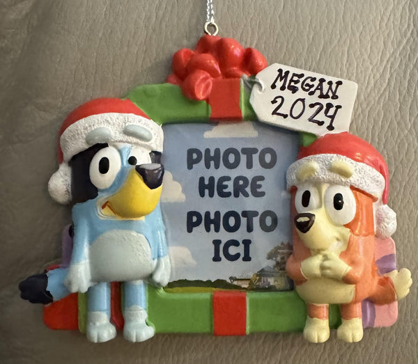 Kurt S. Adler 4.3" Bluey and Bingo Picture Frame Ornament with 2.5" Photo Insert