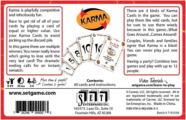 Set Enterprises Karma Card Game – Fast-Paced Strategy & Family Card Game for Kids, Teens & Adults, 2–6 Players, Ages 8+