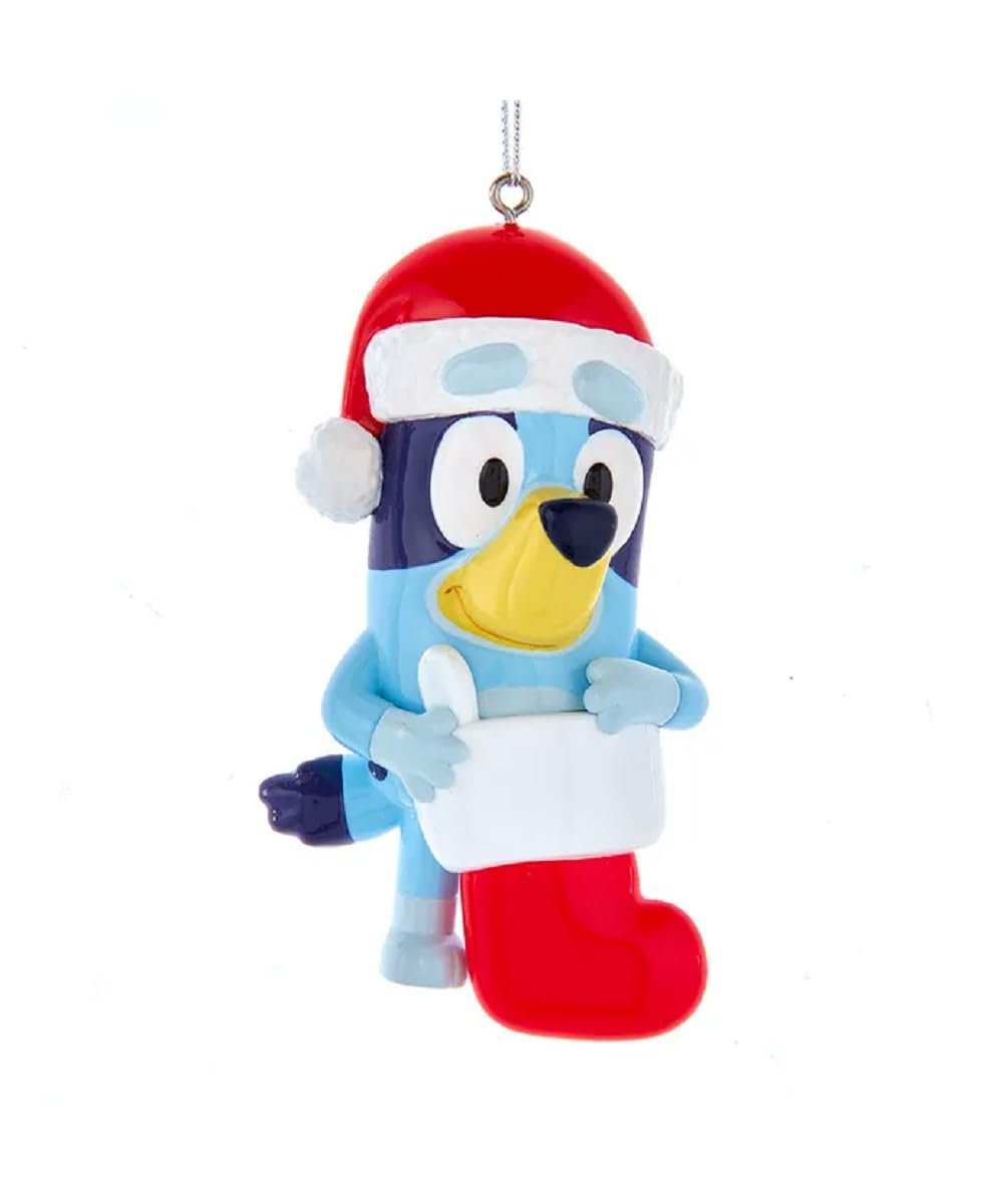 Kurt S. Adler Bluey™ Ornament for Personalization – Officially Licensed Resin 3.5″ Holiday Tree Ornament with Santa Hat & Stocking Slot, Customizable Keepsake Gift for Kids & Fans