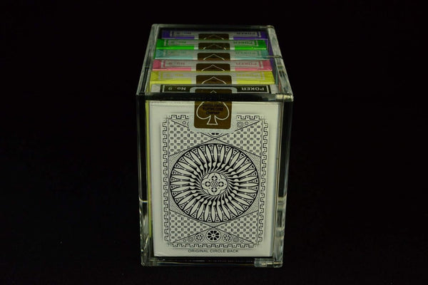 Carat X6 Clear Acrylic Half Brick Playing Card Deck Case, Magnetic 6 Deck Storage Display Holder for Collectible Poker Cards