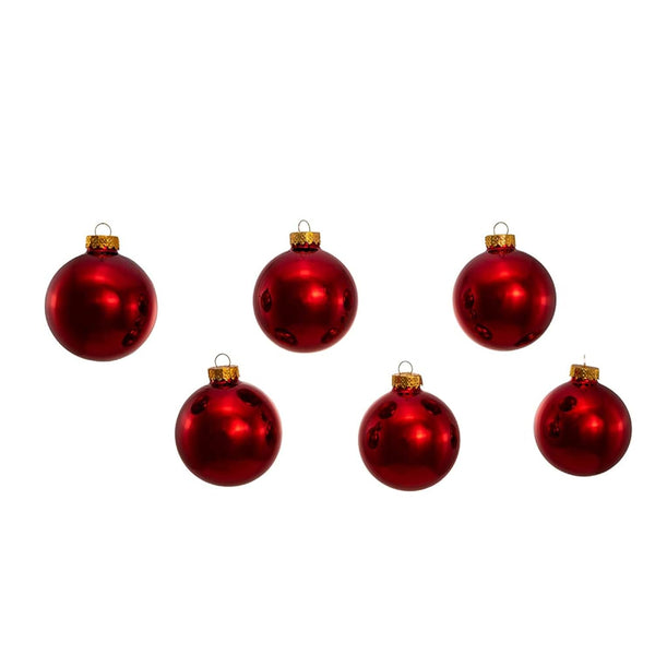 Kurt S. Adler 65MM Glass Shiny Red Ball Ornaments, 6-Piece Box