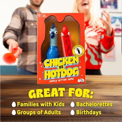 Big Potato Games - Chicken Vs Hotdog - The Fun Flipping Action Party Game Perfect for Family Game Night, 2-10 Players Ages 8+