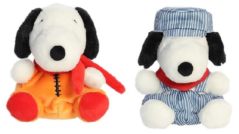Aurora Peanuts Palm Pal Plush 2 Piece Bundle, Astronaut and Train Engineer 5 Inches