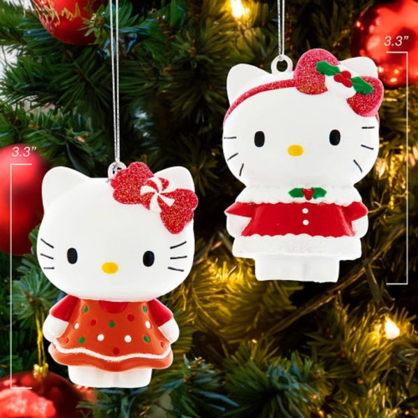 Kurt S. Adler 3.5" Hello Kitty Christmas Ornaments Officially Licensed Holiday Christmas Dress 2-Piece Set