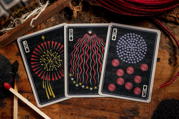 Kings Wild Project Flower Of Fire Luxury Playing Cards - Standard Edition, Poker Size Custom Index, Firework-Themed Collectible Deck