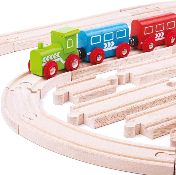 Bigjigs Rail Curves & Straights Expansion Pack - 24-Piece Wooden Train Track Set Compatible With Most Major Rail Brands | Extendable, Durable & Classic Wooden Rail Pieces - Ages 3+