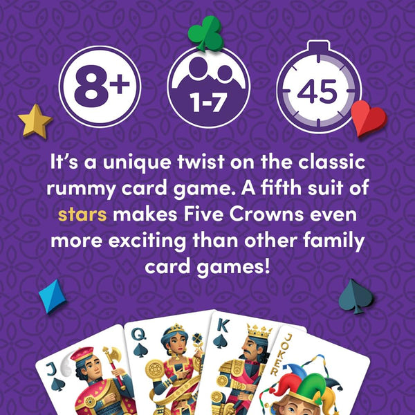PlayMonster Five Crowns – Card Game for Kids and Adults, Travel and Family Game Night Favorite, The Game isn’t Over Until the Kings Go Wild, 5 Suited Rummy Style Card Game, 1-7 Players, Ages 8+