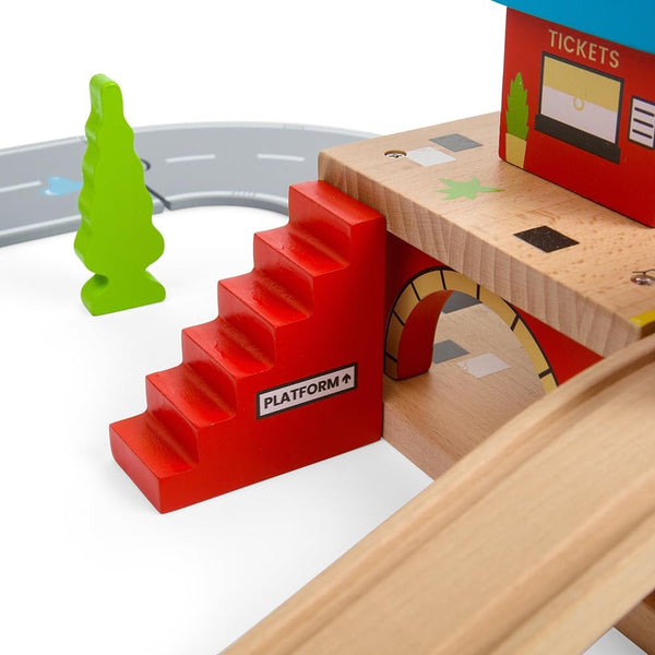 Bigjigs Rail, Overground Station, Wooden Toys, Bigjigs Train Accessories, Wooden Train Shed, Train Toys, Wooden Shed, Wooden Toys for 3 4 5 Year Olds