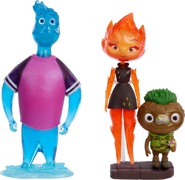 Mattel Disney Pixar Elemental Action Figure 3 Pack, Authentic High Quality Posable Movie Toys, Small Scale Story Ready Gift Pack